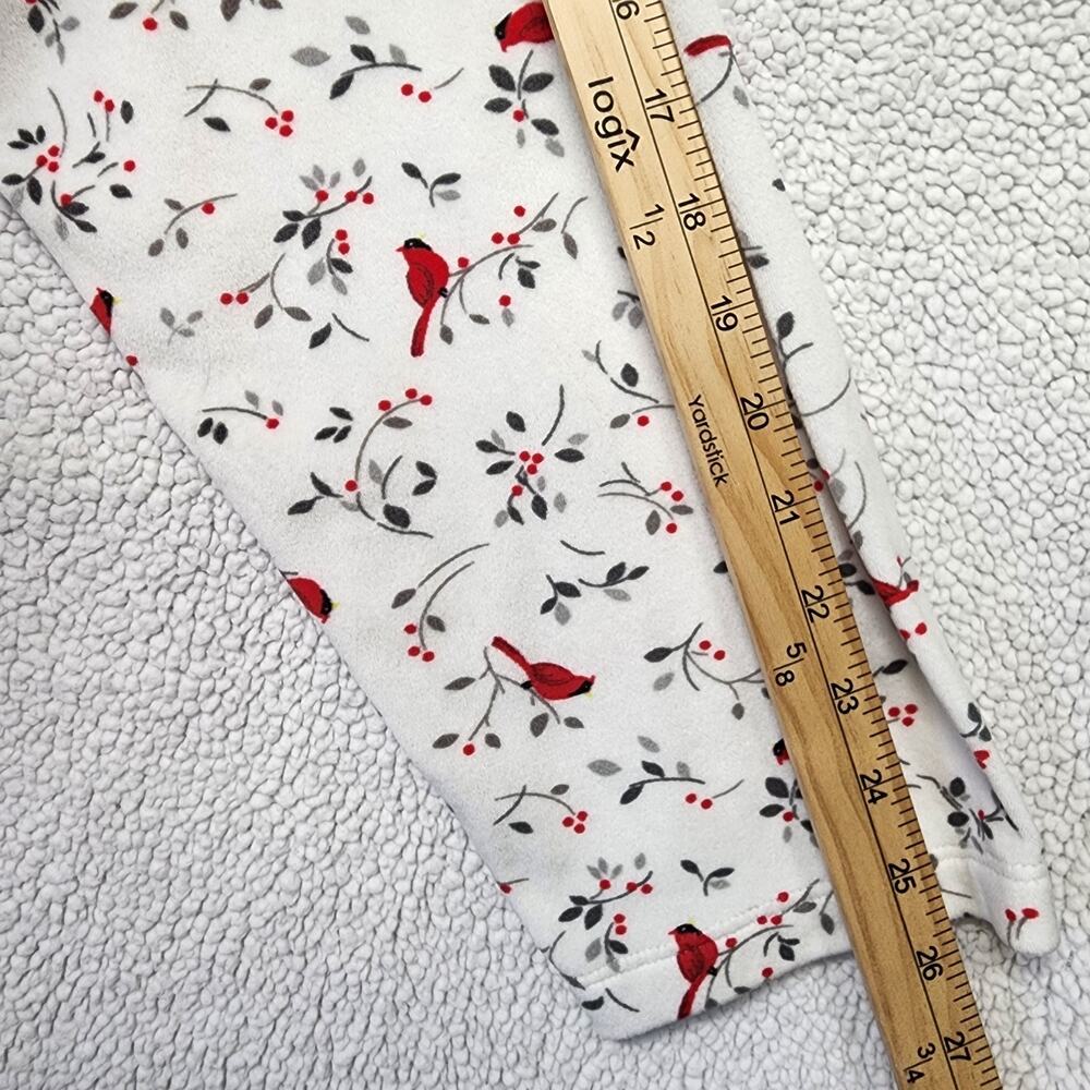 Aria Womens Velour Nightgown Size 4X White Red Cardinal Bird Print Long Sleeve - Picture 9 of 11